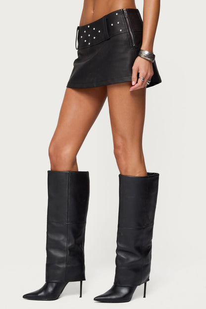 Luella Studded Faux Leather Mini Skort