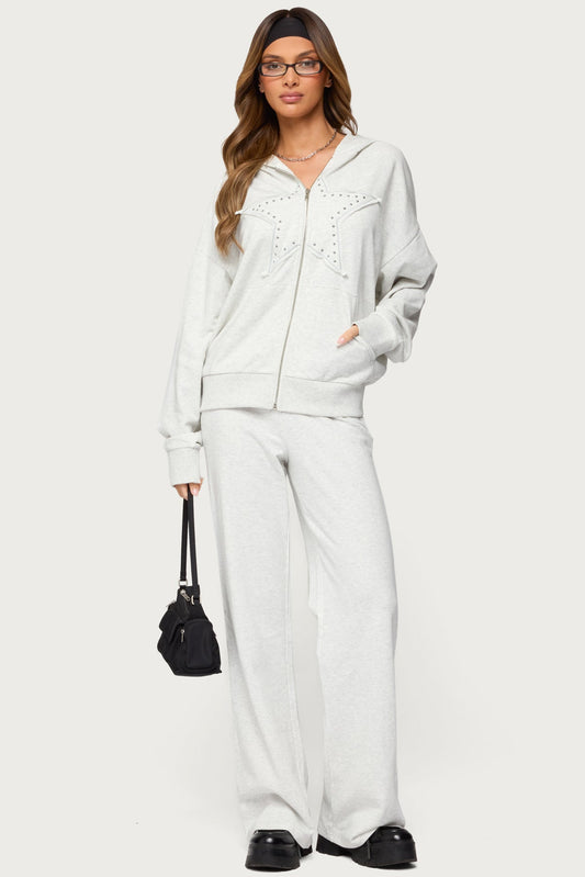 Briela Star Studded Zip Up Hoodie