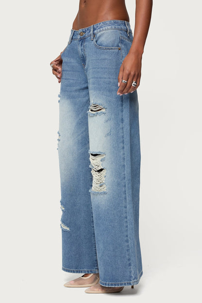 Frye Distressed Low Rise Baggy Jeans