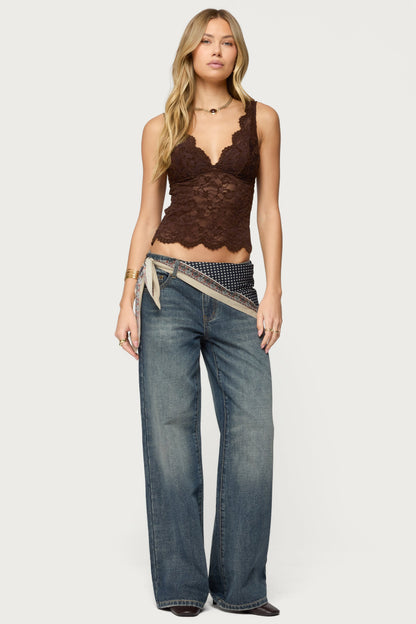 Della Waist Scarf Low Rise Baggy Jeans