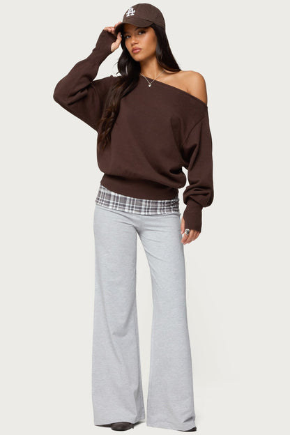 Kimmy Plaid Foldover Waist Pants