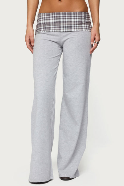 Kimmy Plaid Foldover Waist Pants