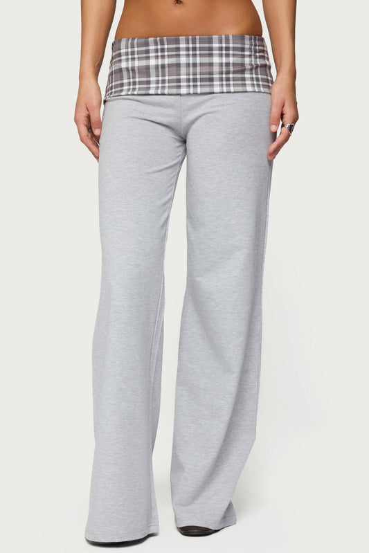 Kimmy Plaid Foldover Waist Pants