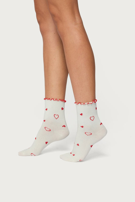 Contrast Frilly Socks
