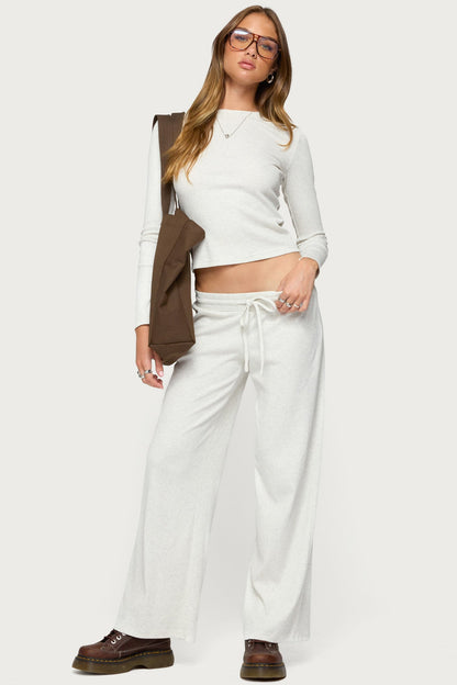 Cicilia Long Sleeve Ribbed T Shirt