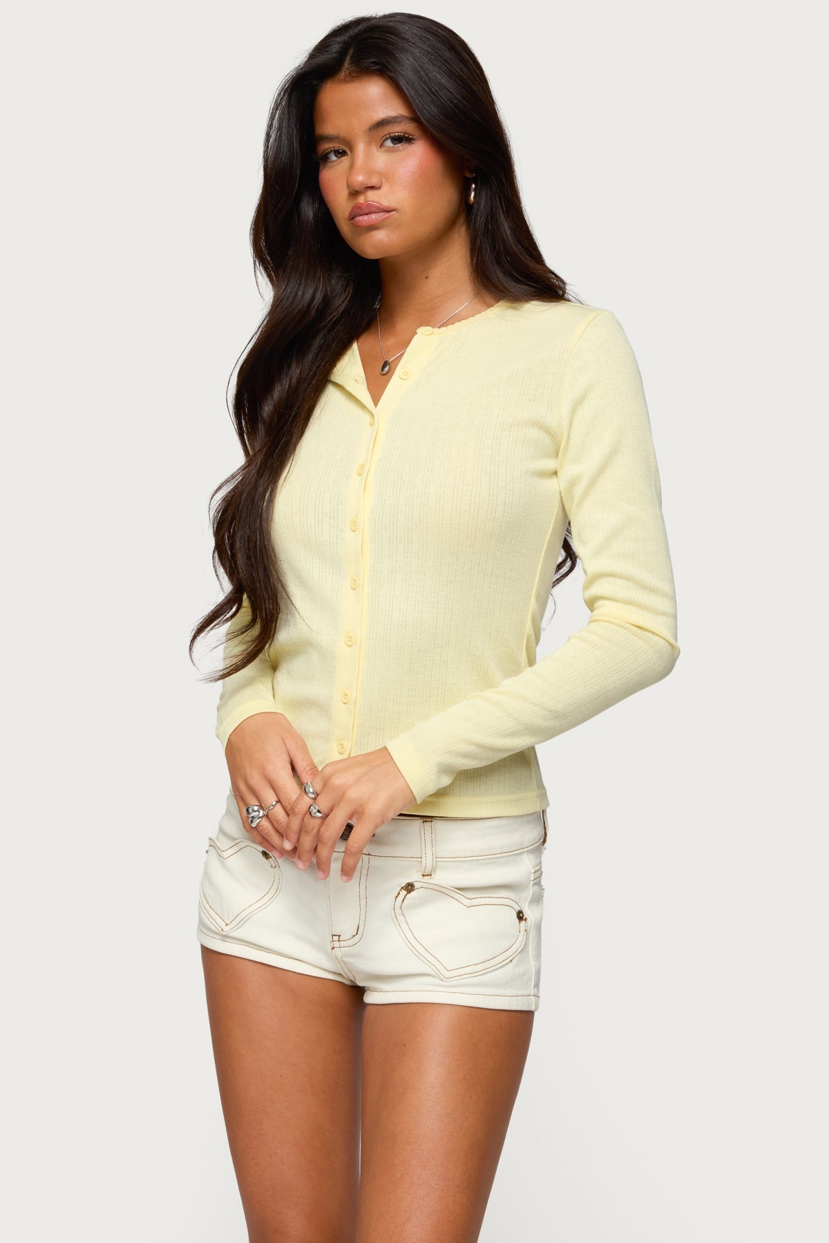 Maeva Button Up Pointelle Top