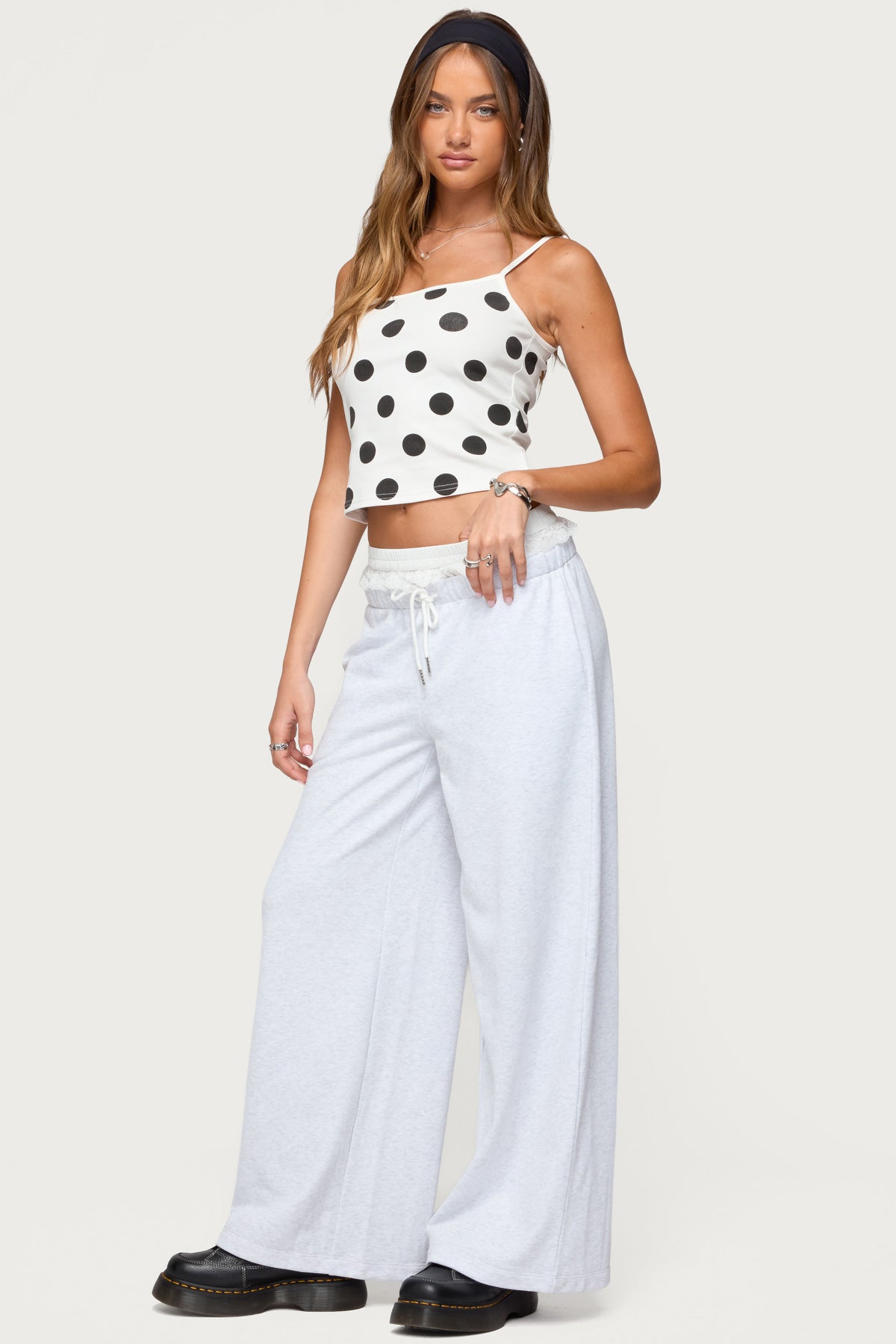 Tamia Peekaboo Ruffle Lace Sweatpants