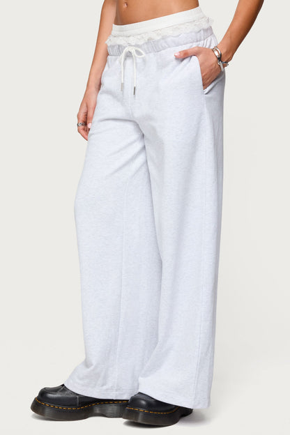 Tamia Peekaboo Ruffle Lace Sweatpants