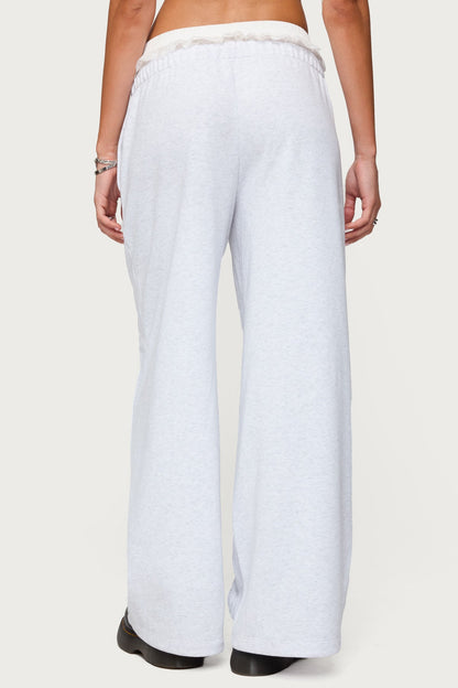 Tamia Peekaboo Ruffle Lace Sweatpants