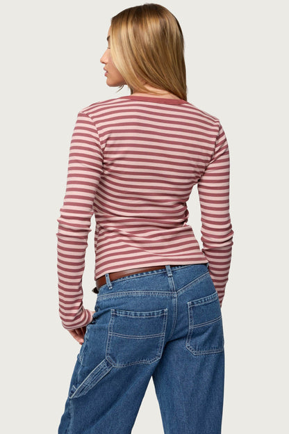Roma Striped Henley Top