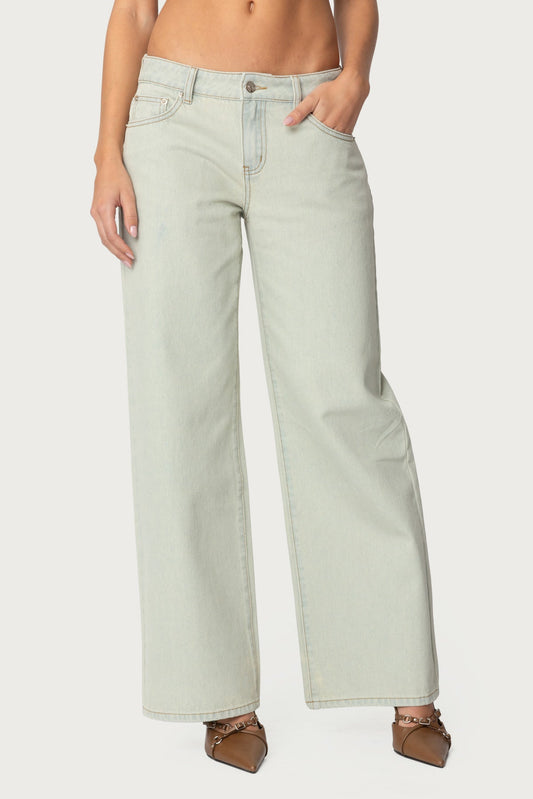 Raelynn Washed Low Rise Baggy Jeans