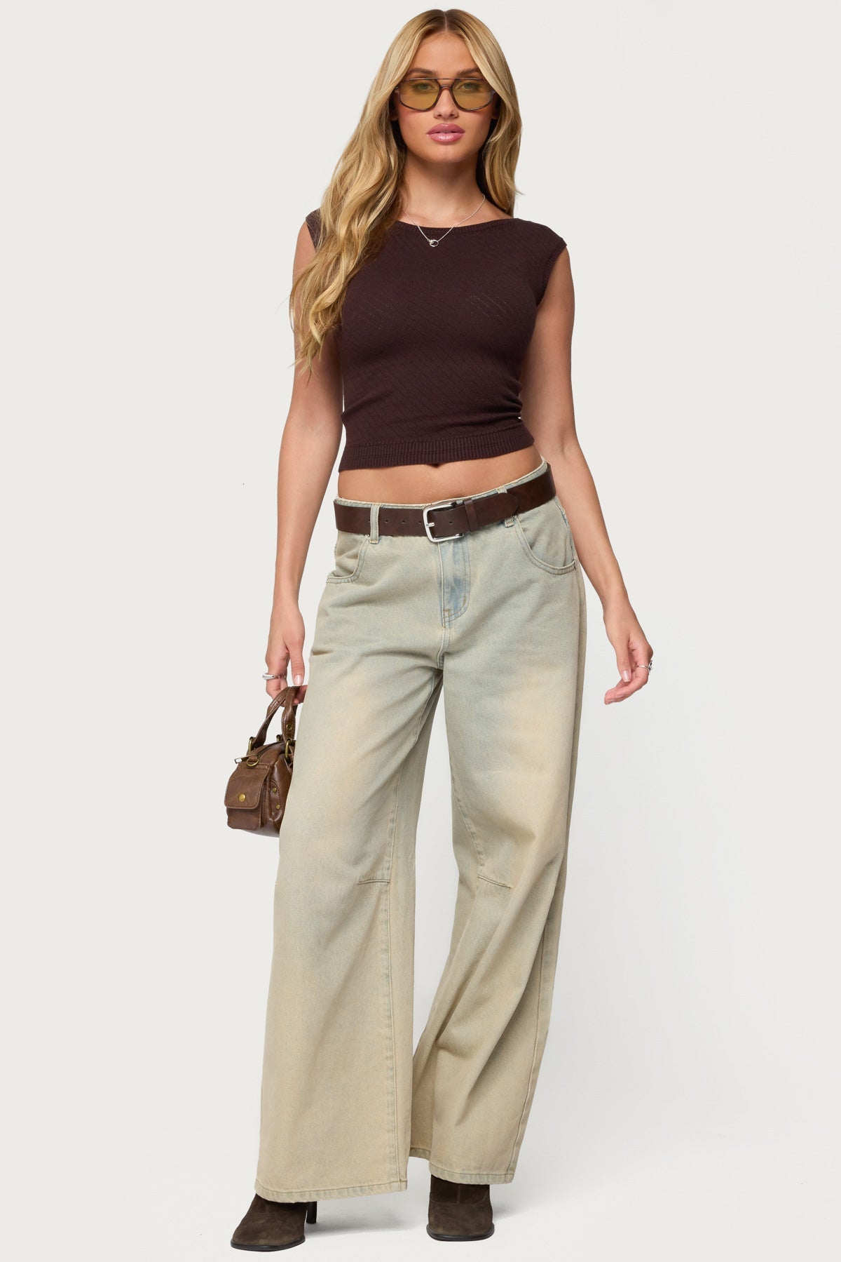 Jarah Pointelle Knit Boat Neck Top