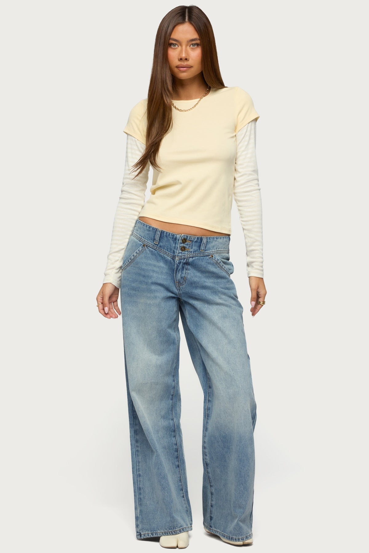 Stripey Layered Long Sleeve T Shirt