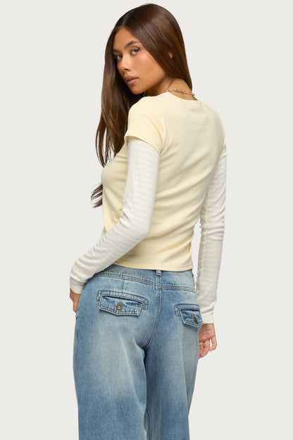 Stripey Layered Long Sleeve T Shirt
