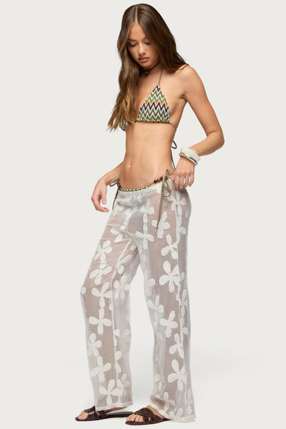 Candace Floral Texured Sheer Pants